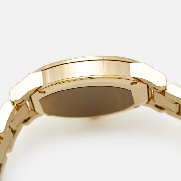 Pre Owned Burberry Champagne Dial Gold Plated Stainless Steel The City Bu9134 Women's Wristwatch 34 mm