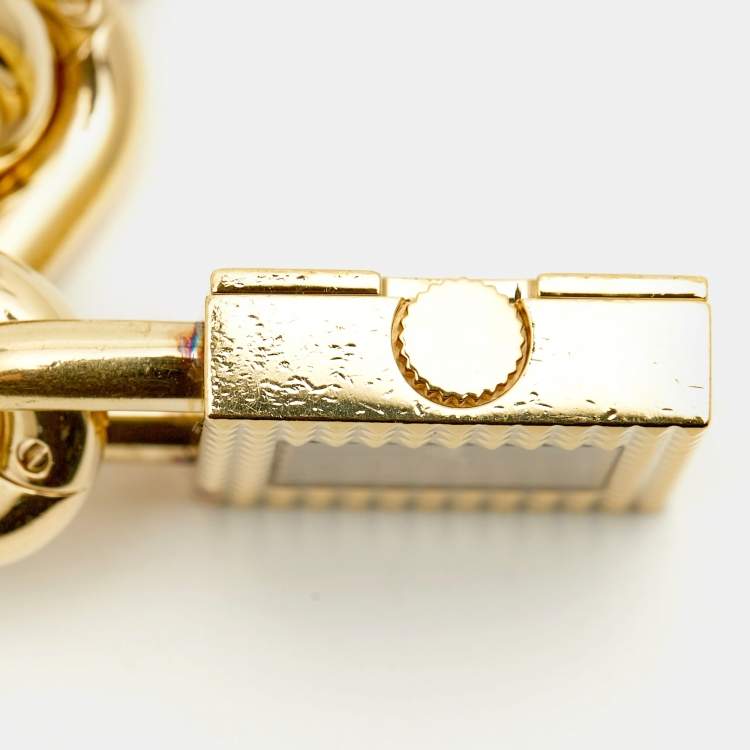 Pre Owned Burberry Key And Lock Charm BU5232 Champagne Dial Gold Plated Stainless Steel Chain Women's Wristwatch 21 mm