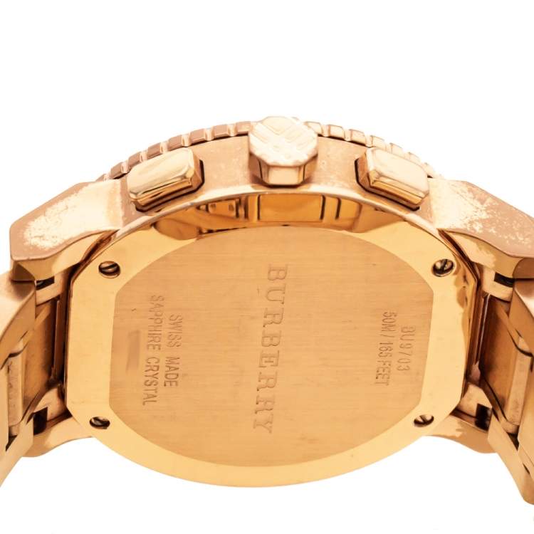 Pre Owned Burberry Beige Rose Gold Plated Stainless Steel Classic BU9702 Women's Wristwatch 39 mm