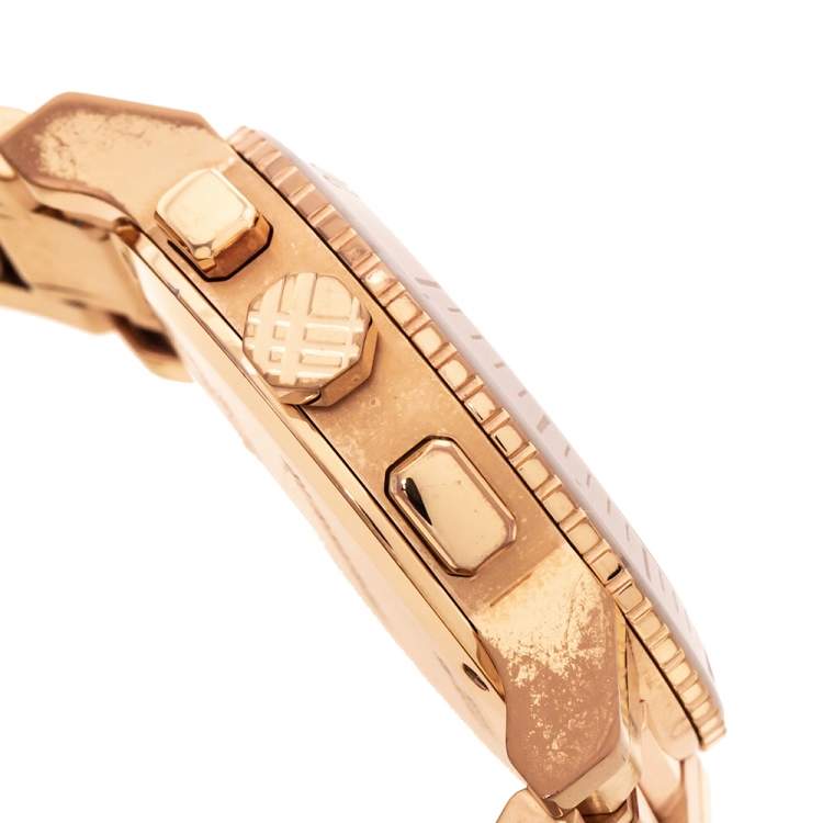 Pre Owned Burberry Beige Rose Gold Plated Stainless Steel Classic BU9702 Women's Wristwatch 39 mm