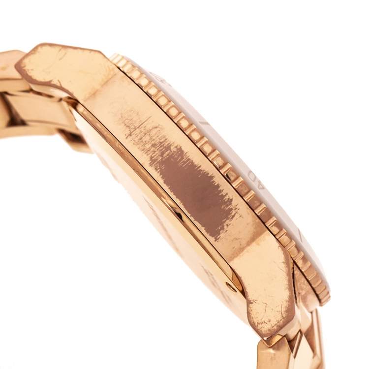 Pre Owned Burberry Beige Rose Gold Plated Stainless Steel Classic BU9702 Women's Wristwatch 39 mm