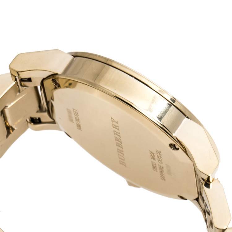 Pre Owned Burberry Silver Gold Tone Stainless Steel BU9103 Women's Wristwatch 34 mm