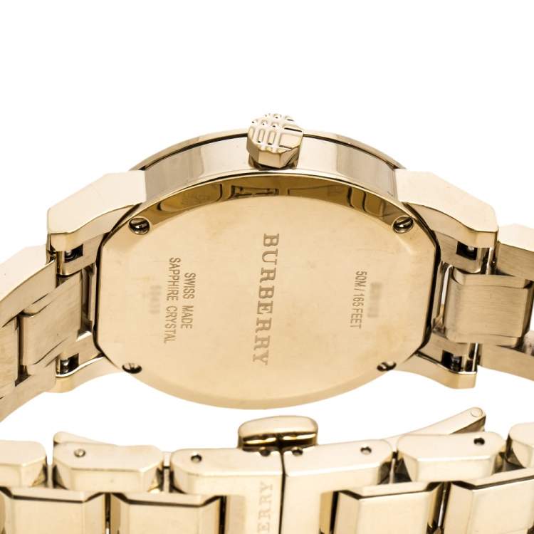 Pre Owned Burberry Silver Gold Tone Stainless Steel BU9103 Women's Wristwatch 34 mm
