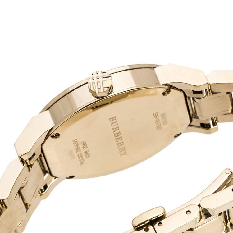 Pre Owned Burberry Silver Gold Tone Stainless Steel BU9103 Women's Wristwatch 34 mm