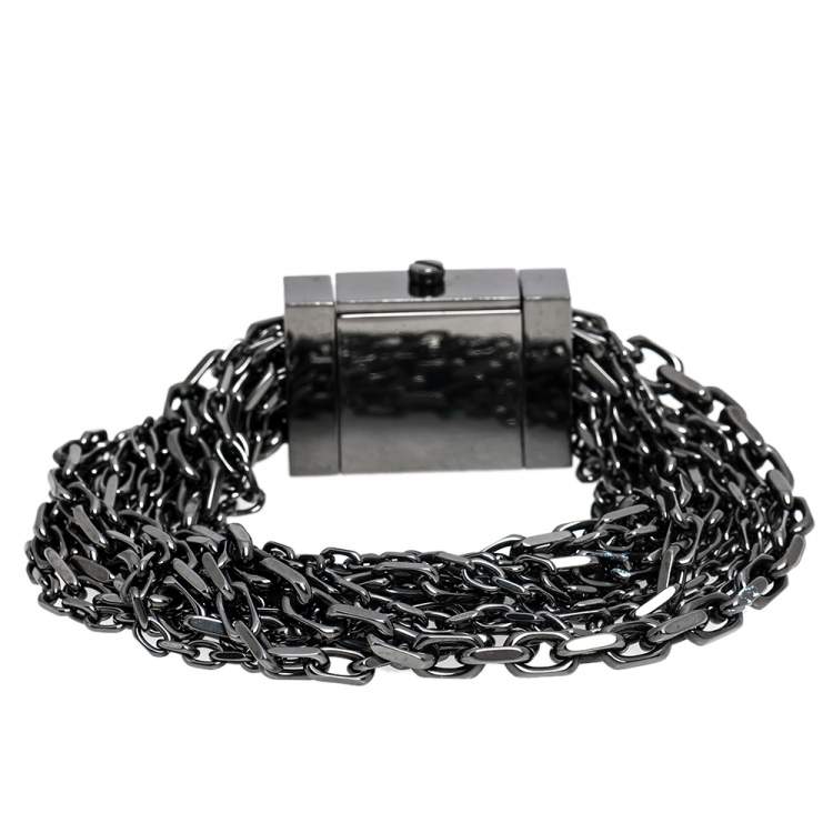 Pre Owned Burberry Black PVD Coated Stainless Steel Chain BU5601 Women's Wristwatch 20 mm