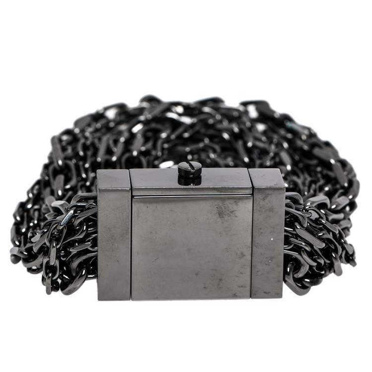 Pre Owned Burberry Black PVD Coated Stainless Steel Chain BU5601 Women's Wristwatch 20 mm