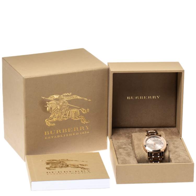 Pre Owned Burberry Rose Gold Tone Stainless Steel The City BU9109 Women's Wristwatch 35 mm