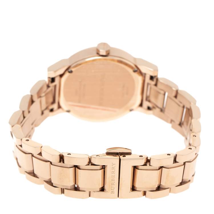 Pre Owned Burberry Rose Gold Tone Stainless Steel The City BU9109 Women's Wristwatch 35 mm