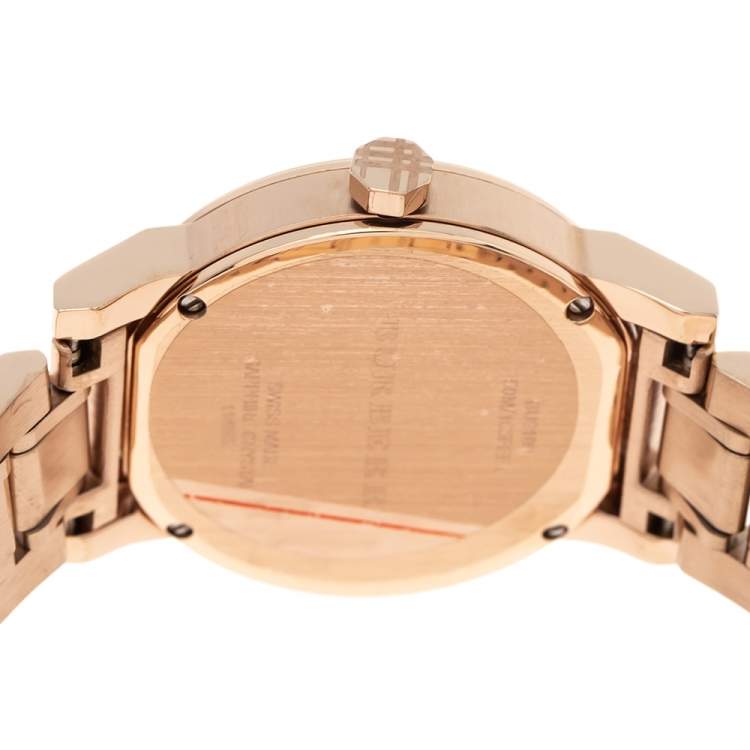 Pre Owned Burberry Rose Gold Tone Stainless Steel The City BU9109 Women's Wristwatch 35 mm