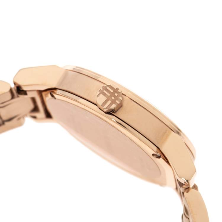 Pre Owned Burberry Rose Gold Tone Stainless Steel The City BU9109 Women's Wristwatch 35 mm