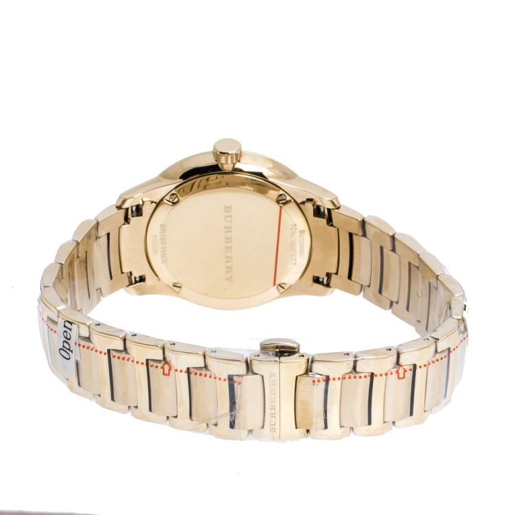 Pre Owned Burberry Gold Plated Steel BU10006 The Classic Round Gold Mantel Women's Wristwatch 40 mm