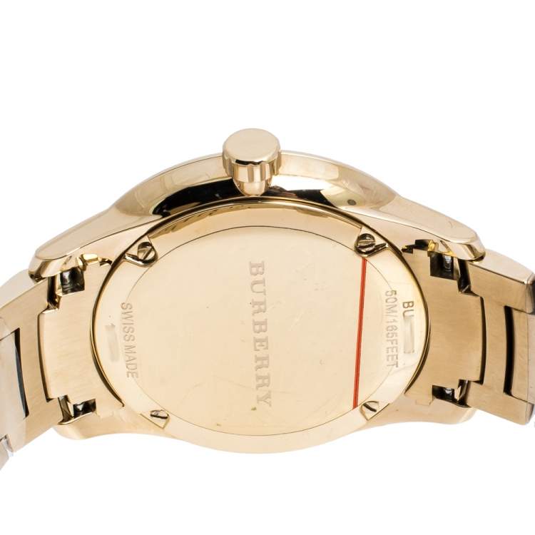 Pre Owned Burberry Gold Plated Steel BU10006 The Classic Round Gold Mantel Women's Wristwatch 40 mm