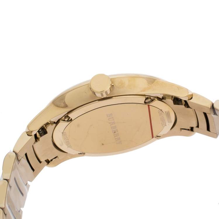 Pre Owned Burberry Gold Plated Steel BU10006 The Classic Round Gold Mantel Women's Wristwatch 40 mm