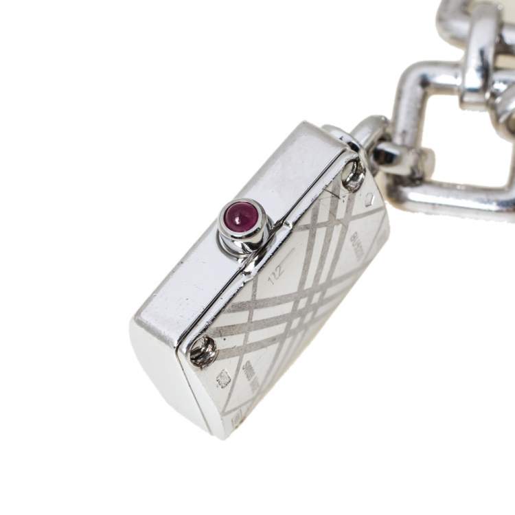 Pre Owned Burberry Beige Sterling Silver Bracelet Charm BU5200 Women's Wristwatch 14 mm