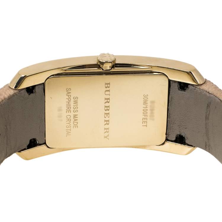 Pre Owned Burberry Beige Gold Plated Stainless Steel Canvas BU9407 Women's Wristwatch 25 mm
