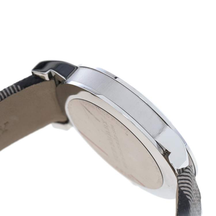 Pre Owned Burberry Grey Stainless Steel Heritage BU1774 Unisex Wristwatch 38 mm
