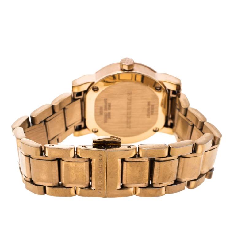 Pre Owned Burberry Silver Rose Gold Tone Stainless Steel BU9204 Women's Wristwatch 26.50 mm