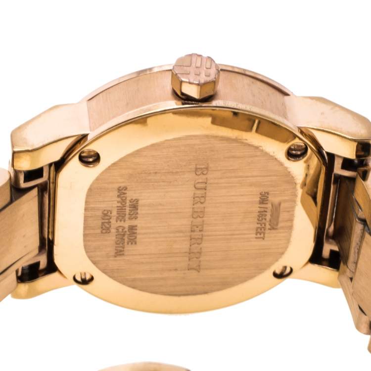 Pre Owned Burberry Silver Rose Gold Tone Stainless Steel BU9204 Women's Wristwatch 26.50 mm