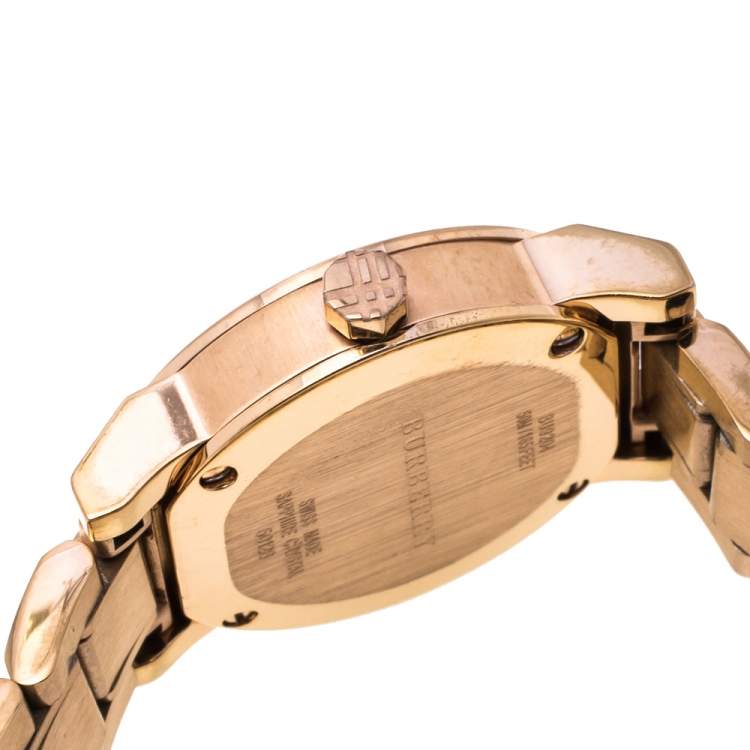 Pre Owned Burberry Silver Rose Gold Tone Stainless Steel BU9204 Women's Wristwatch 26.50 mm