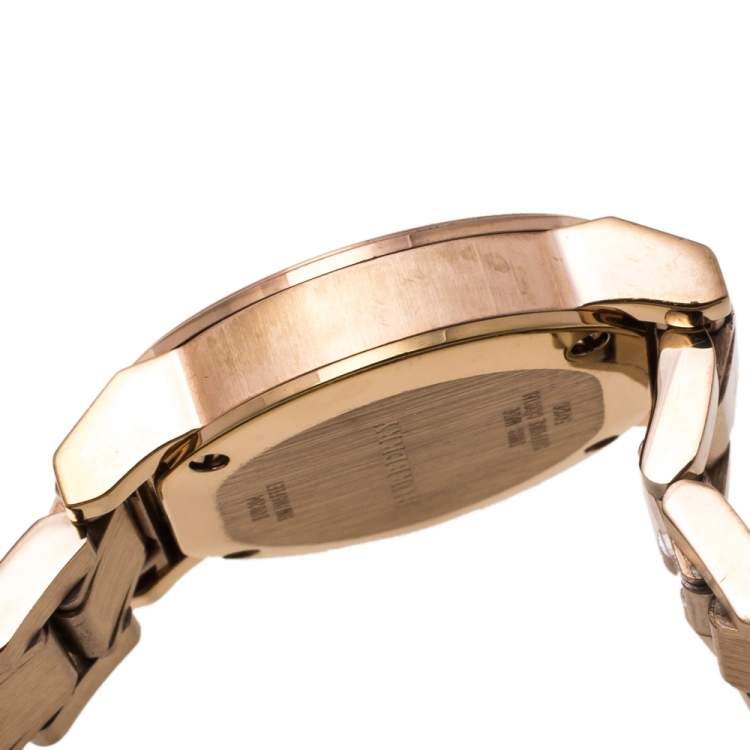 Pre Owned Burberry Silver Rose Gold Tone Stainless Steel BU9204 Women's Wristwatch 26.50 mm