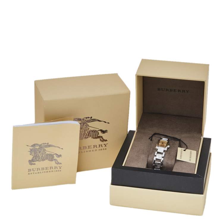Pre Owned Burberry Champagne Stainless Steel Signature BU4212 Women's Wristwatch 18MM