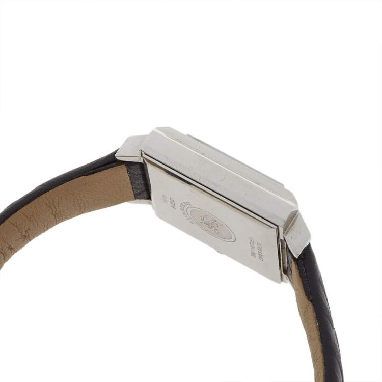 Pre Owned Burberry Silver Stainless Steel and Leather Nova Check BU2003 Women's Wristwatch 24 mm