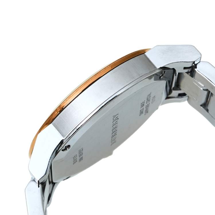 Pre Owned Burberry Silver White Two Tone Stainless Steel BU9105 Women's Wristwatch 34 mm