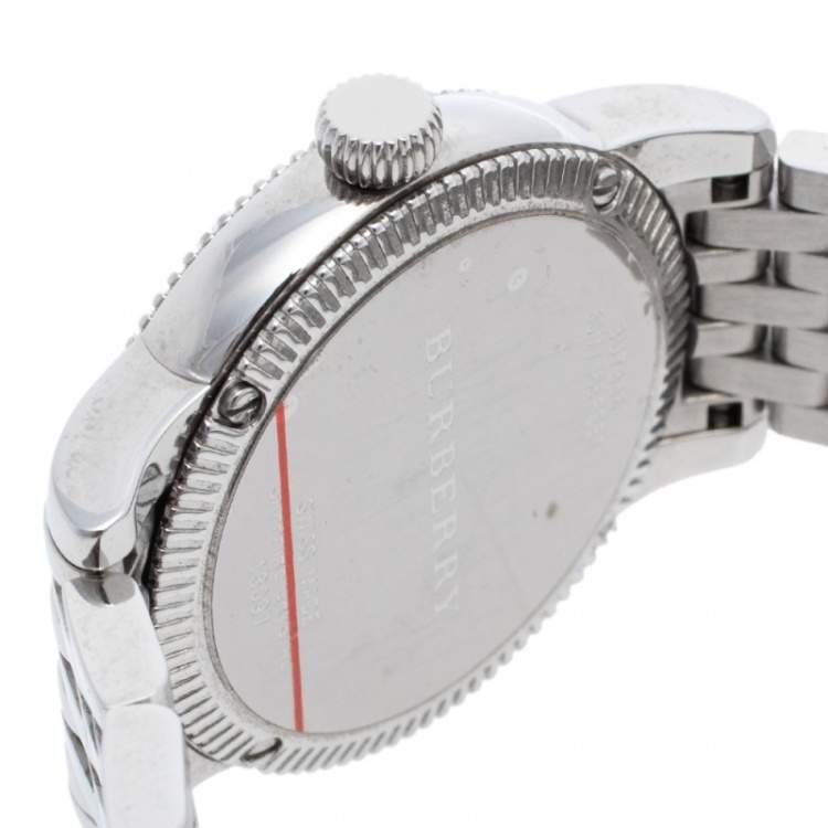 Pre Owned Burberry White Stainless Steel The Utilitarian BU7856 Women's Wristwatch 30 MM