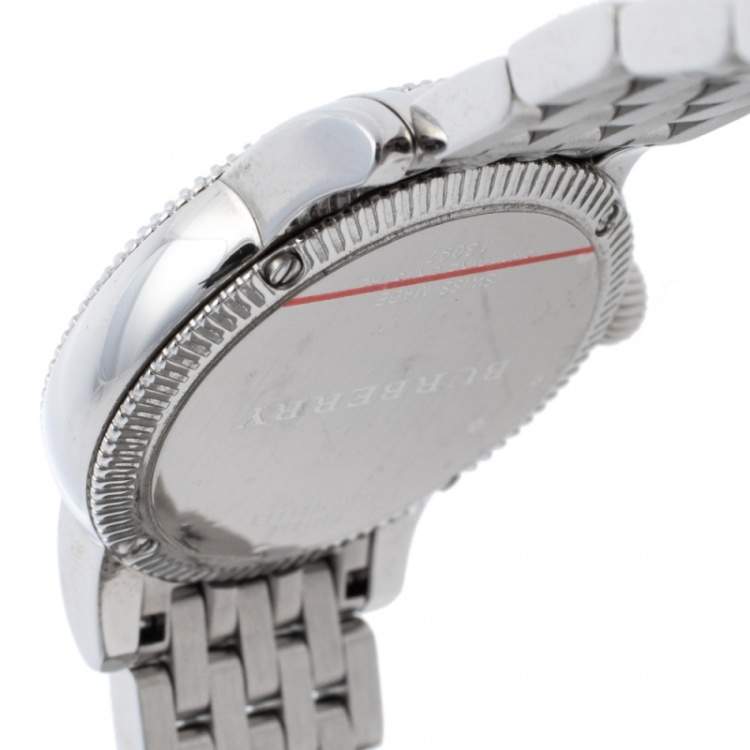 Pre Owned Burberry White Stainless Steel The Utilitarian BU7856 Women's Wristwatch 30 MM