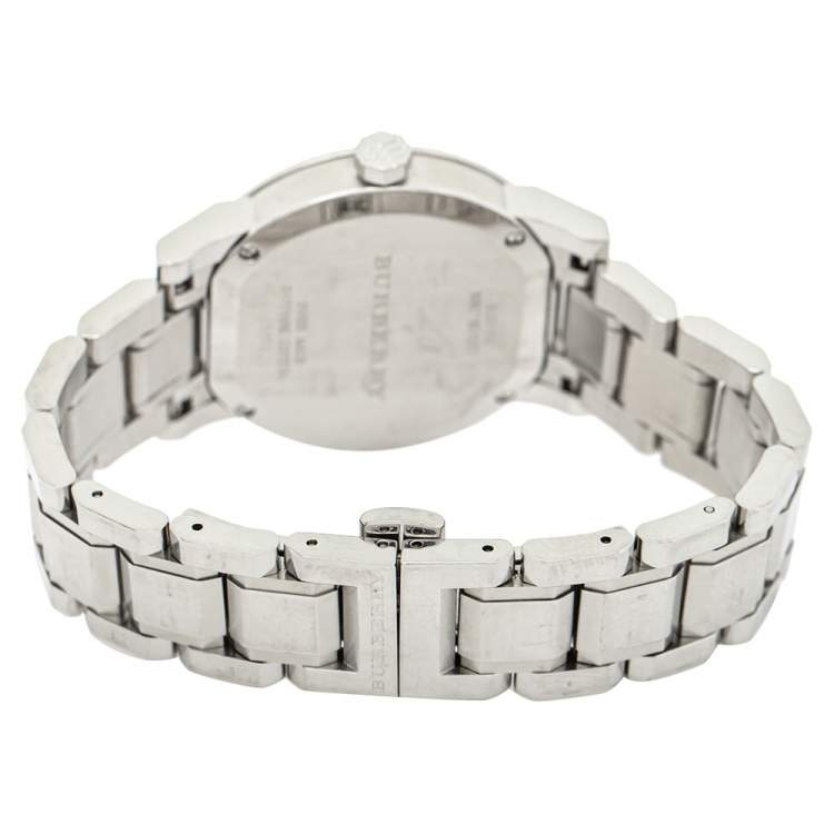 Pre Owned Burberry Silver Stainless Steel BU9100 Women's Wristwatch 34 mm