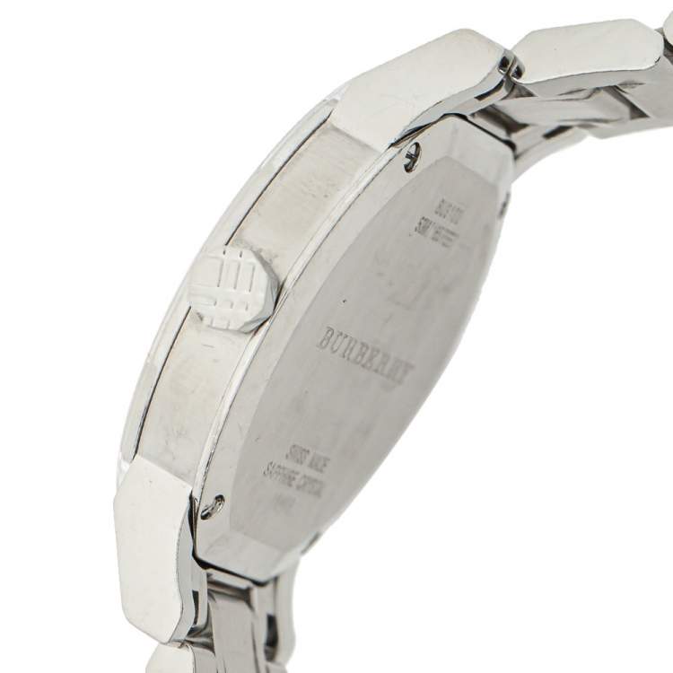 Pre Owned Burberry Silver Stainless Steel BU9100 Women's Wristwatch 34 mm