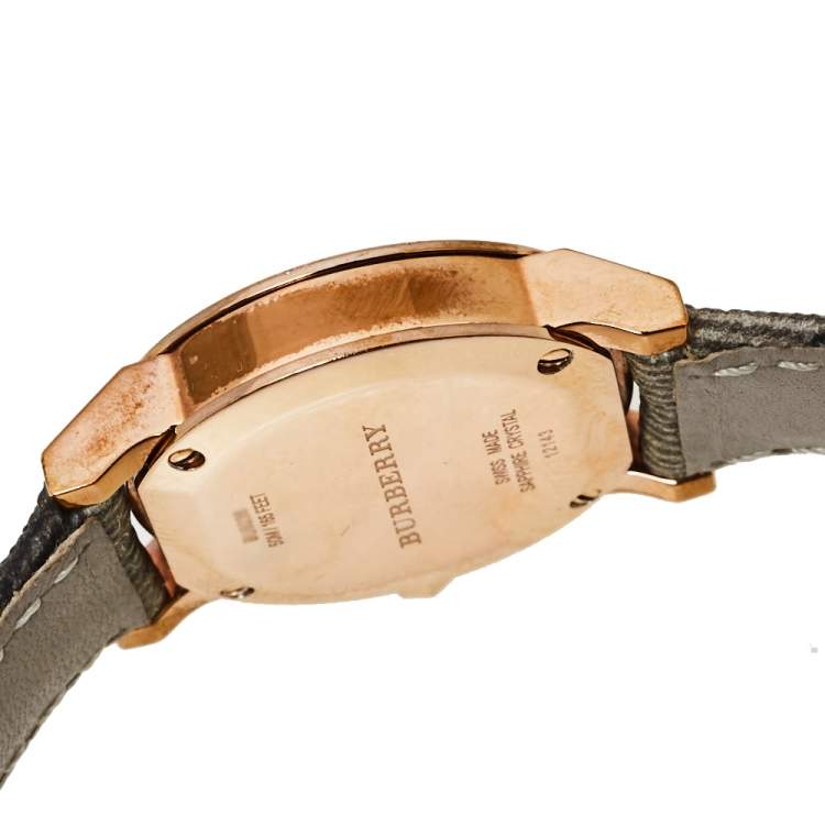 Pre Owned Burberry Rose Gold PVD Coated Stainless Steel Leather The City BU9236 Women's Wristwatch 26 mm