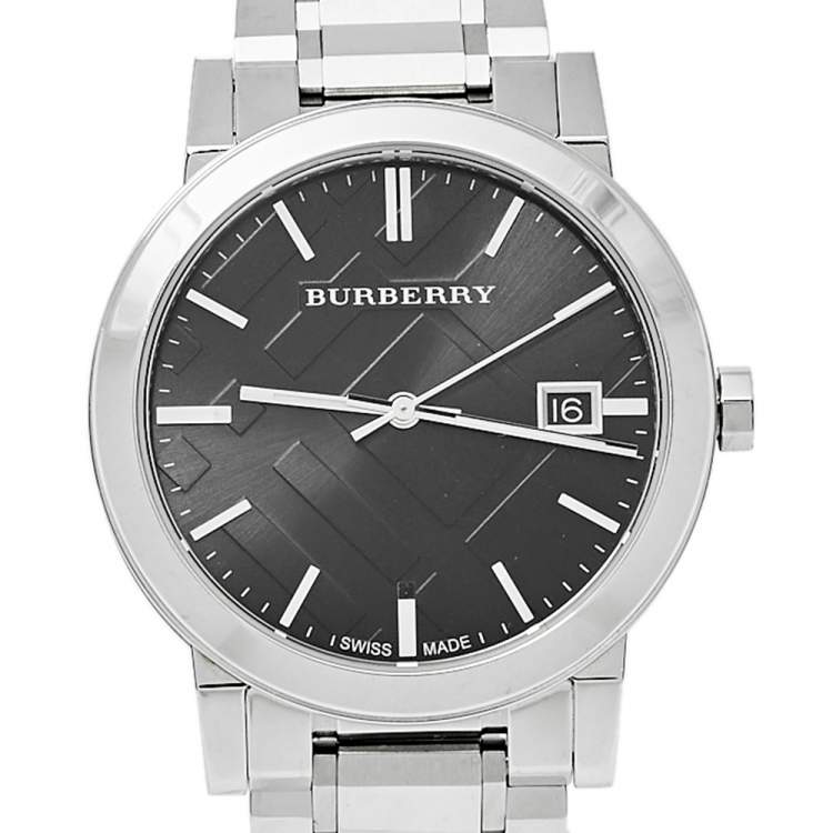 Pre Owned Burberry Black Stainless Steel The City BU9001 Unisex Wristwatch 38 mm