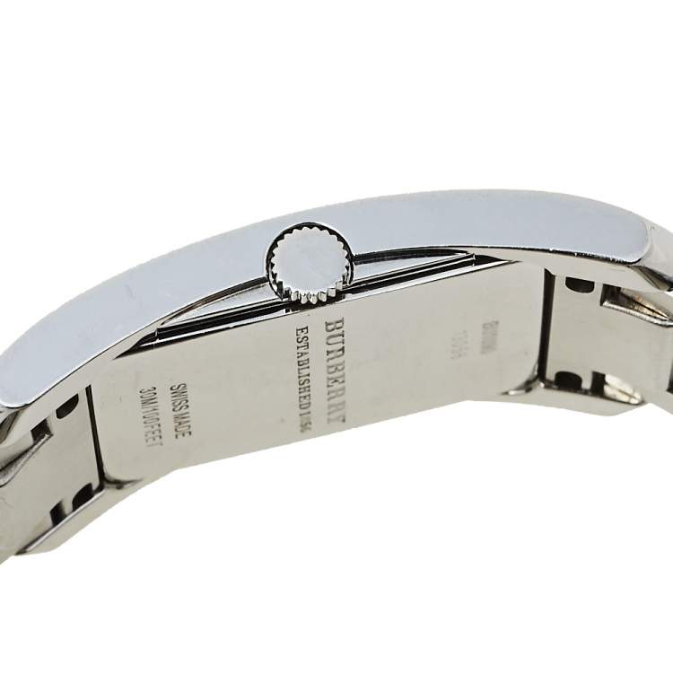 Pre Owned Burberry Silver Stainless Steel BU1090 Quartz Women's Wristwatch 25 mm