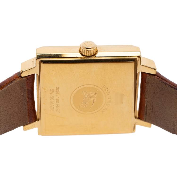 Pre Owned Burberry Silver Gold Plated Stainless Steel BU2008 Women's Wristwatch 25 mm