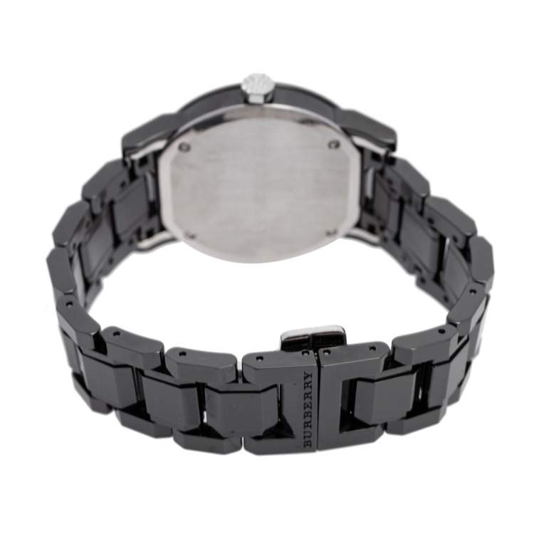 Pre Owned Burberry Black Ceramic BU9181 Women's Wristwatch 34 mm