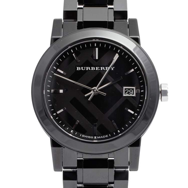 Pre Owned Burberry Black Ceramic BU9181 Women's Wristwatch 34 mm