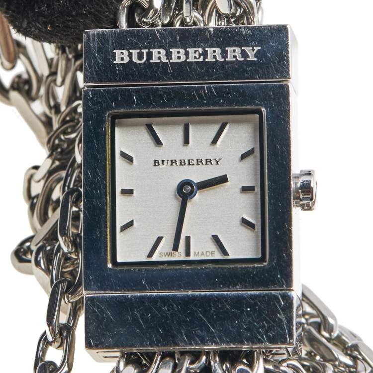 Pre Owned Burberry Silver Stainless Steel BU5600 Women's Wristwatch 20 mm