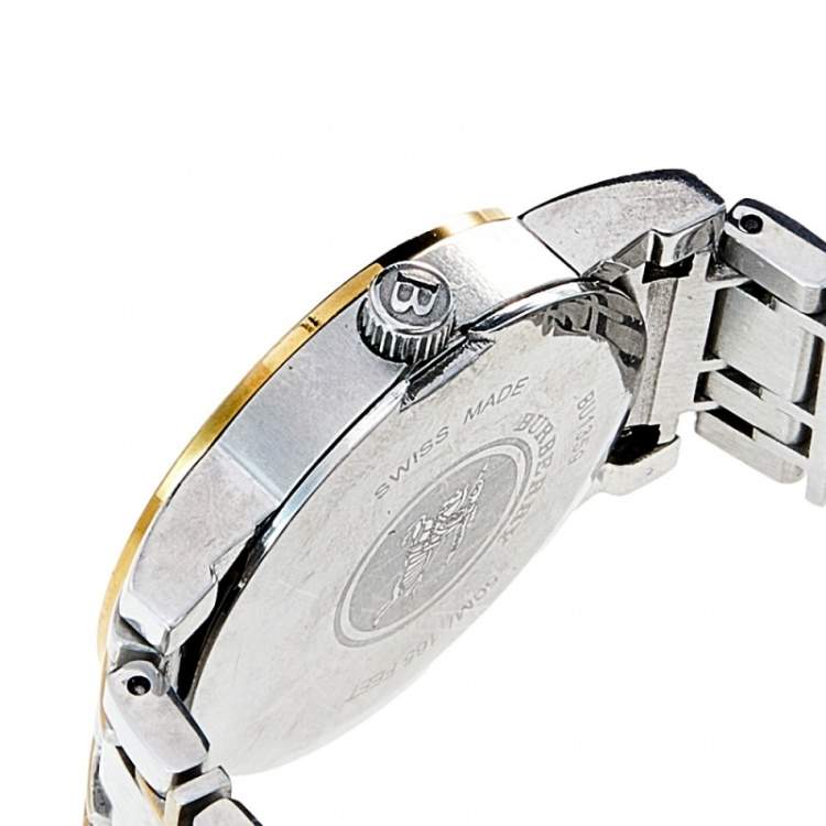 Pre Owned Burberry Silver Two Tone Stainless Steel Heritage BU1359 Women's Wristwatch 28 mm
