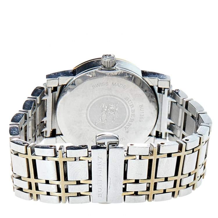 Pre Owned Burberry Silver Two Tone Stainless Steel Heritage BU1359 Women's Wristwatch 28 mm