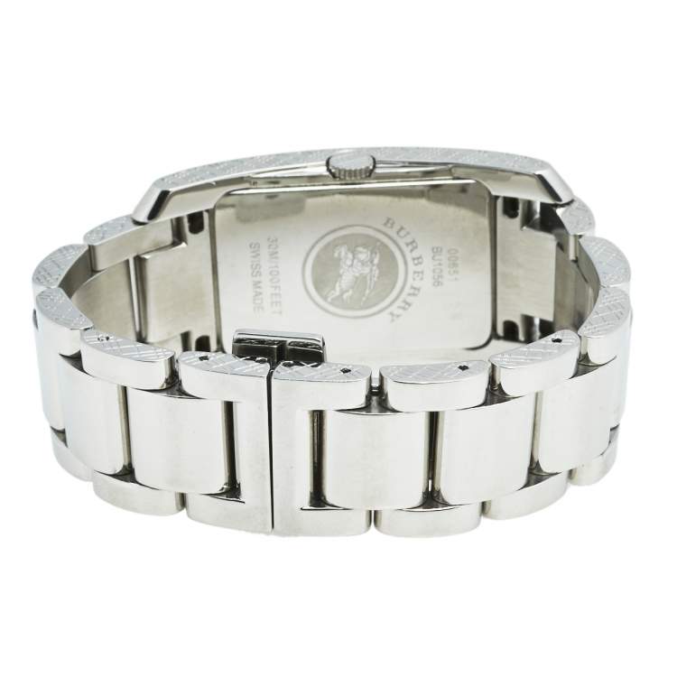 Pre Owned Burberry Silver Stainless Steel BU1056 Women's Wristwatch 25 mm