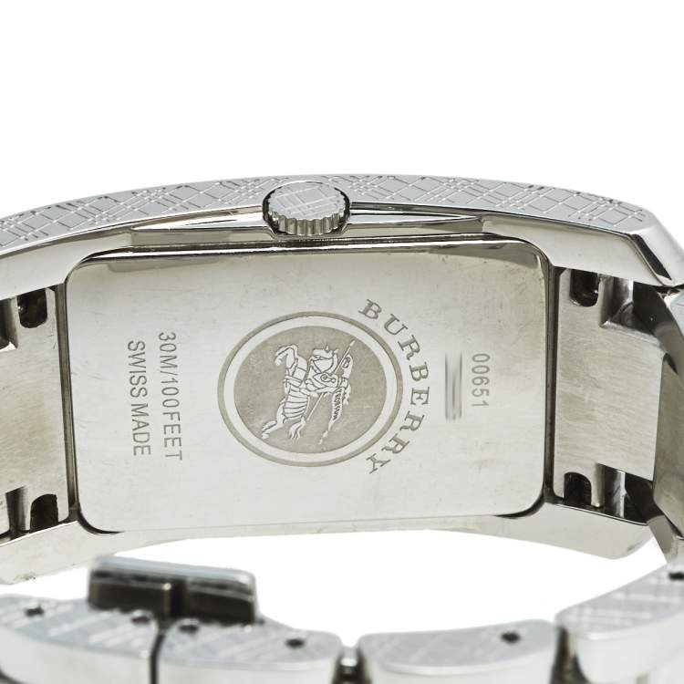 Pre Owned Burberry Silver Stainless Steel BU1056 Women's Wristwatch 25 mm