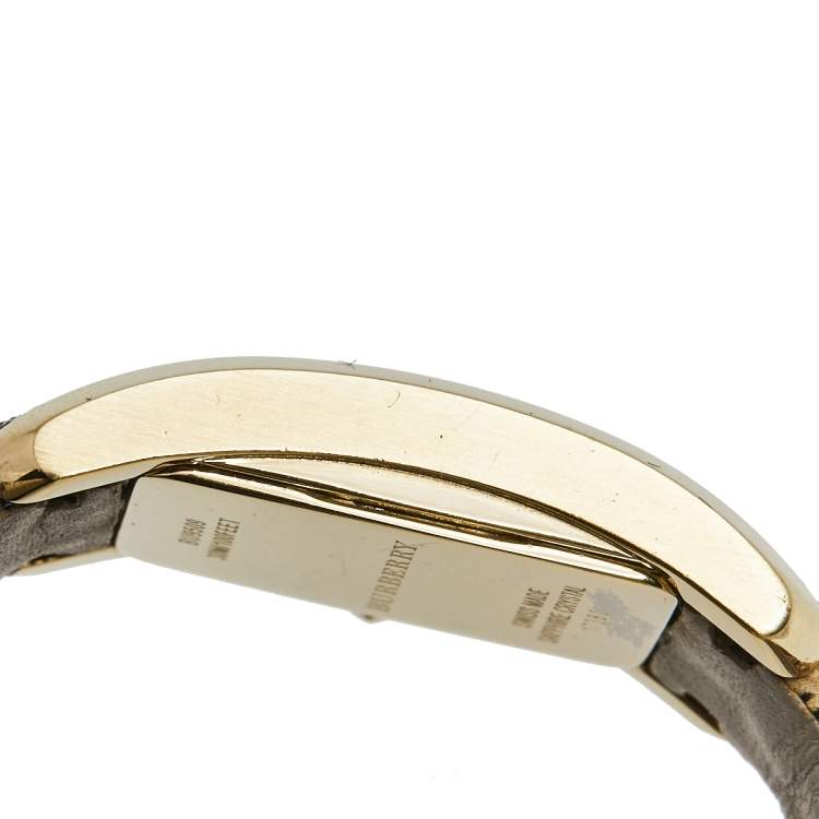 Pre Owned Burberry Champagne Gold Plated Stainless Steel Canvas The Pioneer BU9509 Women's Wristwatch 20 mm