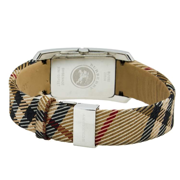 Pre Owned Burberry Silver White Stainless Steel Heritage BU1050 Women's Wristwatch 25 mm