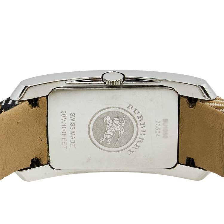 Pre Owned Burberry Silver White Stainless Steel Heritage BU1050 Women's Wristwatch 25 mm