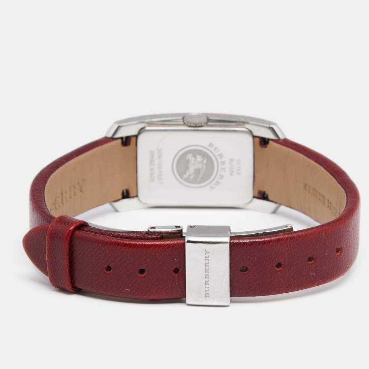 Pre Owned Burberry Silver Stainless Steel Leather BU1054 Women's Wristwatch 20 mm