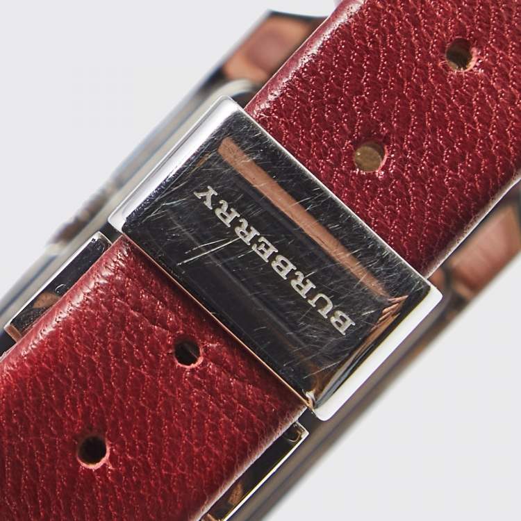 Pre Owned Burberry Silver Stainless Steel Leather BU1054 Women's Wristwatch 20 mm