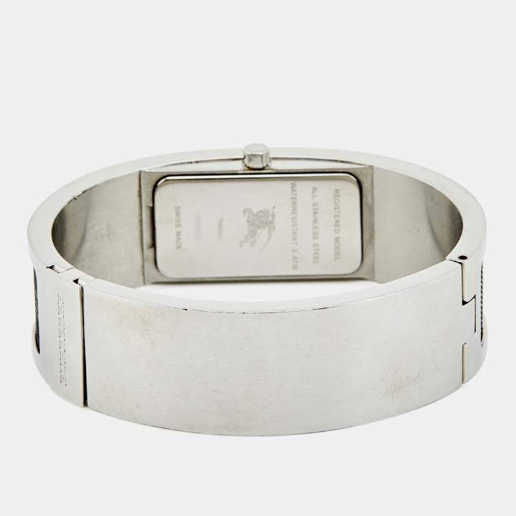 Pre Owned Burberry Silver Stainless Steel Canvas 14300L Women's Wristwatch 19 mm