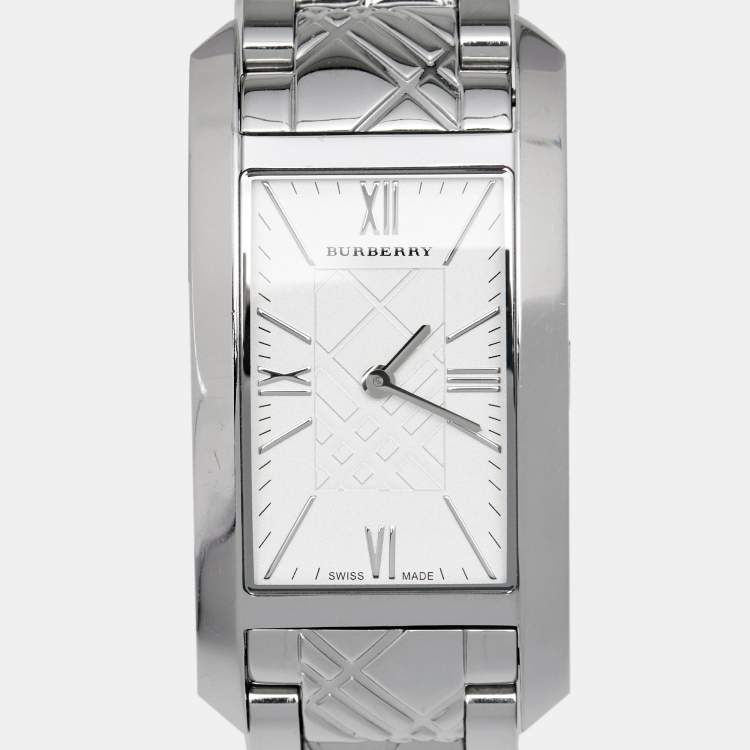 Pre Owned Burberry Silver Stainless Steel BU1090 Women's Wristwatch 25 mm
