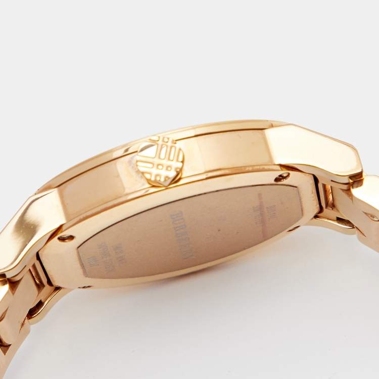 Pre Owned Burberry Champagne Rose Gold Plated Stainless Steel The City BU9146 Women's Wristwatch 34 mm